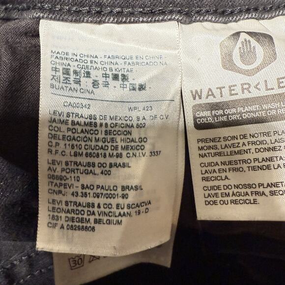 Levis 721 Jeans Womens 29x34 Black Dark Wash Cotton Stretch Straight Slim Fit - Picture 6 of 13